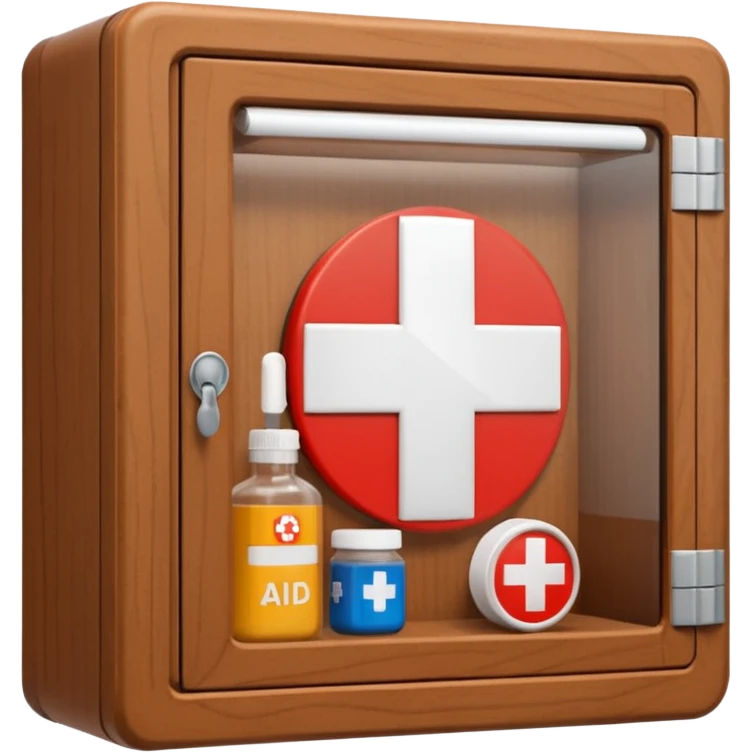 brown first aid cabinet front glass emoji