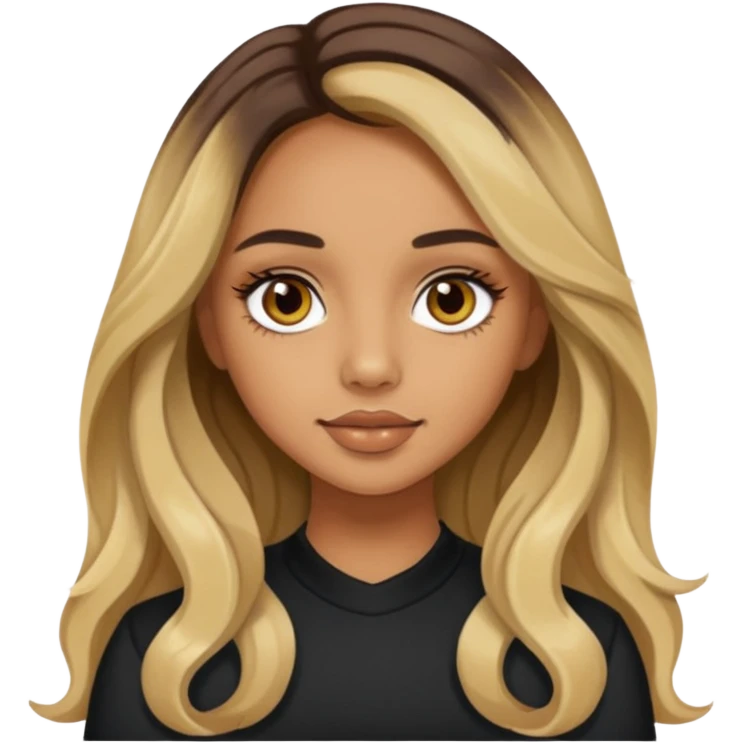 Jade Thirlwall with long dark brown hair with blonde highlights emoji