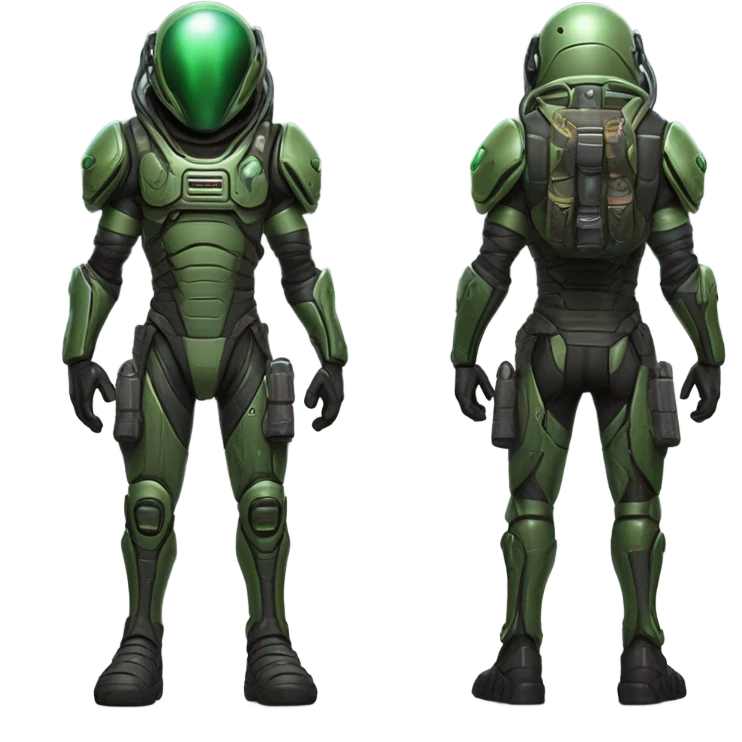 Martian Alien mercenary, front and back emoji