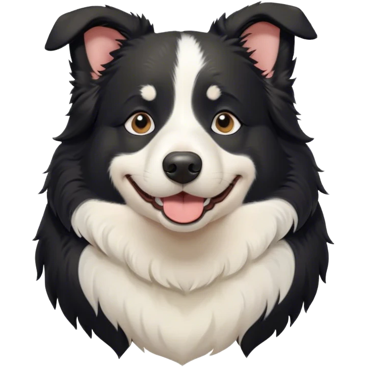 Cinematic Meme-Worthy Chubby Sleeping Border Collie Portrait Emoji, Head resting peacefully with a contented smile, showcasing a delightfully chubby build and a luxuriously soft black and white coat, eyes shut in a serene nap, Simplified yet hilariously adorable features, highly detailed, glowing with a soft, drowsy light, high shine, relaxed and utterly lovable, stylized with an air of playful laziness, bright and heartwarming, soft glowing outline, capturing the essence of a comically sleepy Border Collie, so meme-worthy it feels like it could instantly become the next viral sensation of adorable slumber! emoji