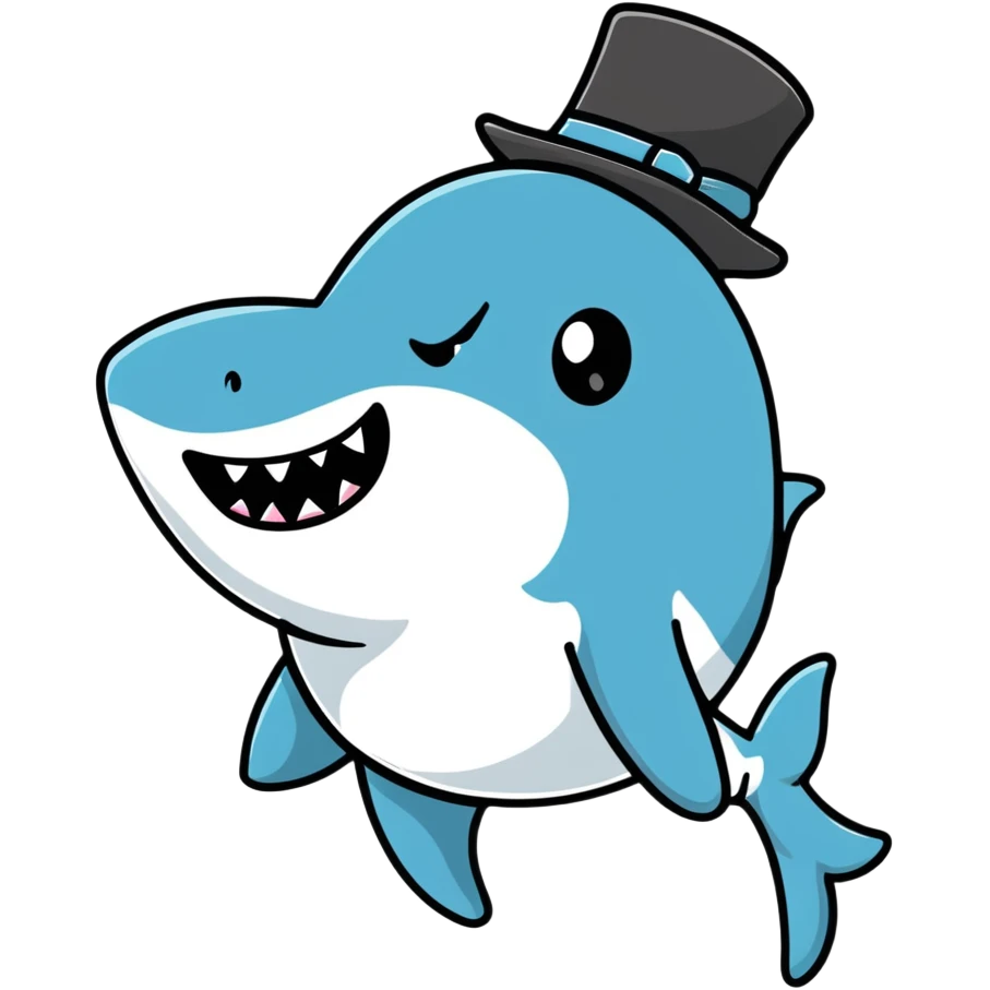 Shark with a top hat emoji