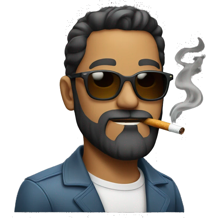 A man with sunglasses and a beard smoking a cigarette  emoji