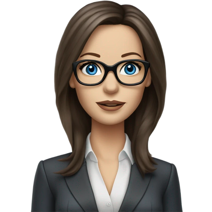 Lifelike Kate Beckinsale blue eyes wearing glasses in a business dress emoji