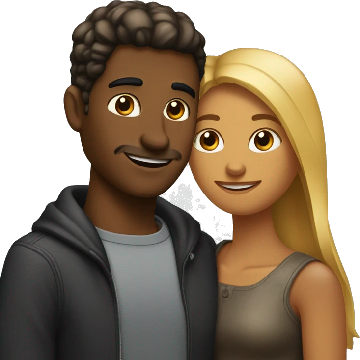 Deux âme sœur qui s'embrassent homme et femme noir  emoji
