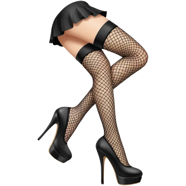 A Leg wearing black fishnet stocking and black platform pump emoji