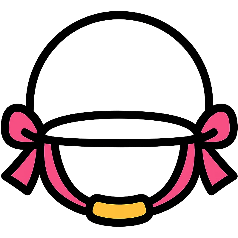 white helmet with pink ribbons on the sides emoji