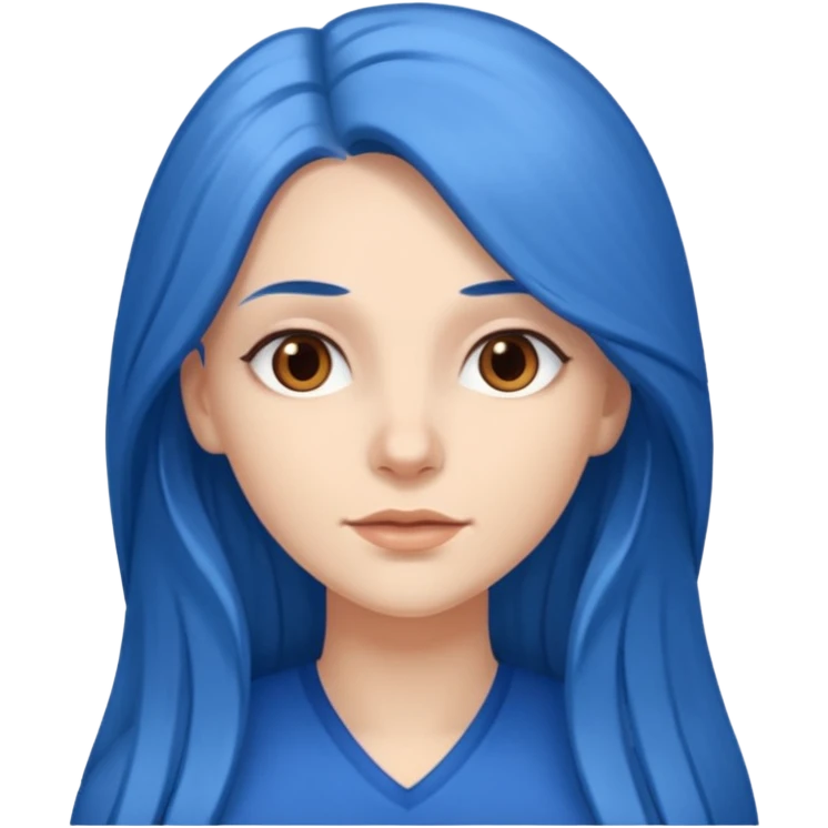 Fehér nő, kék hosszú haj, barna szem emoji