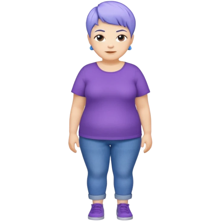 mujer mayor un poco gorda pelo azul o morado pixie cut barriobajera emoji