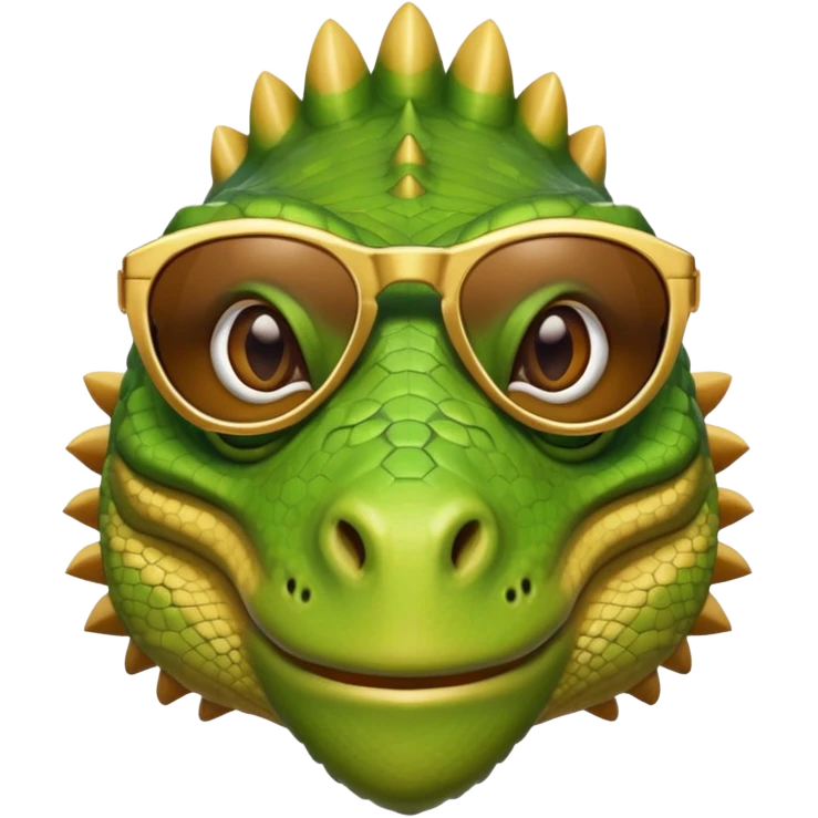 rich capitalist iguana head with golden glossy sunglasses emoji