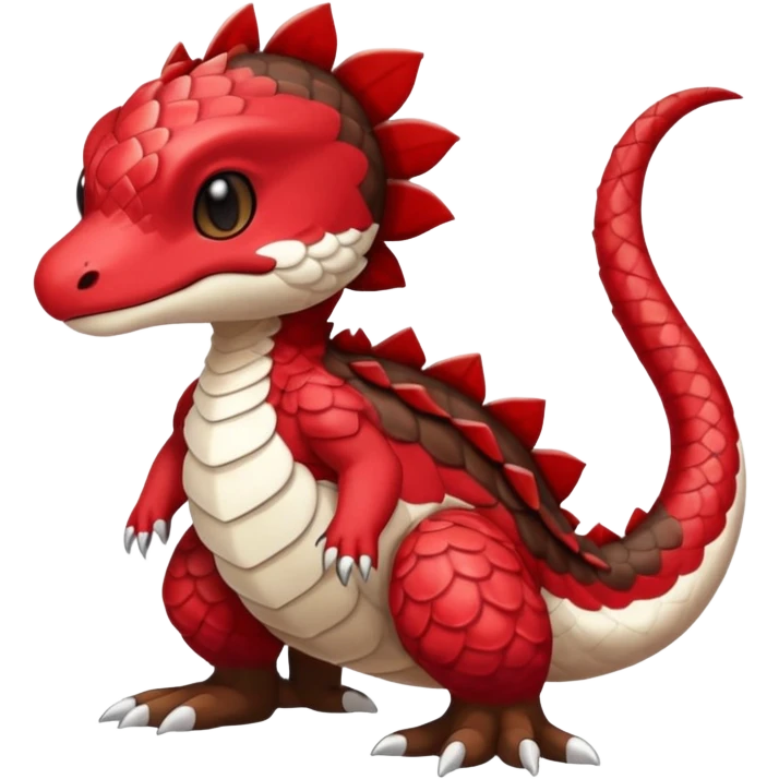 Cute cool scaley white red dark-brown animal hybrid Fakemon full body emoji