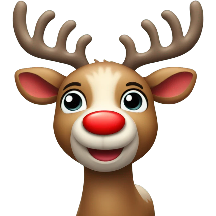 Cute reindeer with a big red nose emoji
