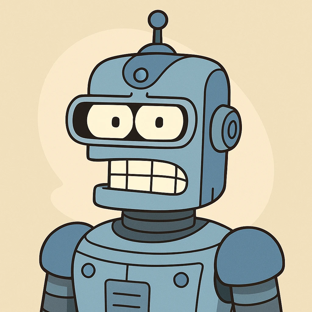 artificial intelligence, robot head, blue and silver, tech details, cartoon style emoji