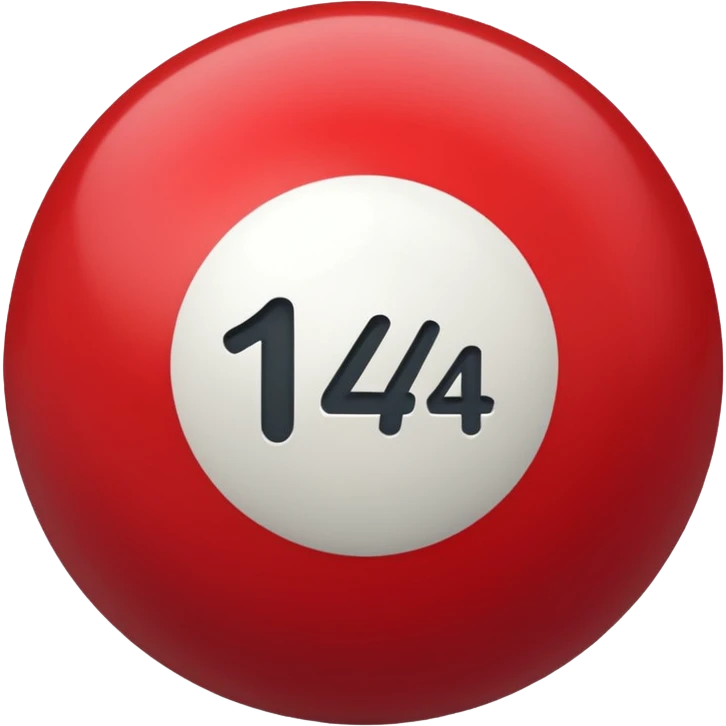 The number 14 on a red pool ball emoji