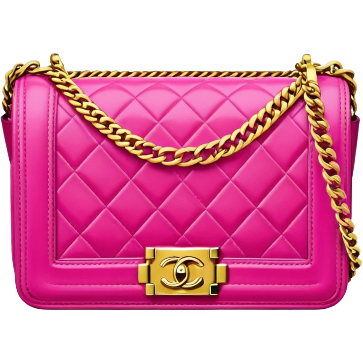 bright pink chanel le boy bag emoji