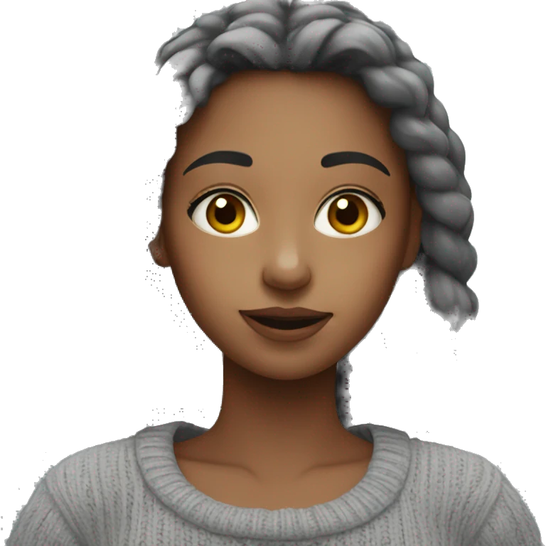 girl in grey sweater selfie emoji