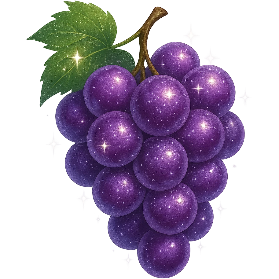 sparkling grape bunch, no background emoji
