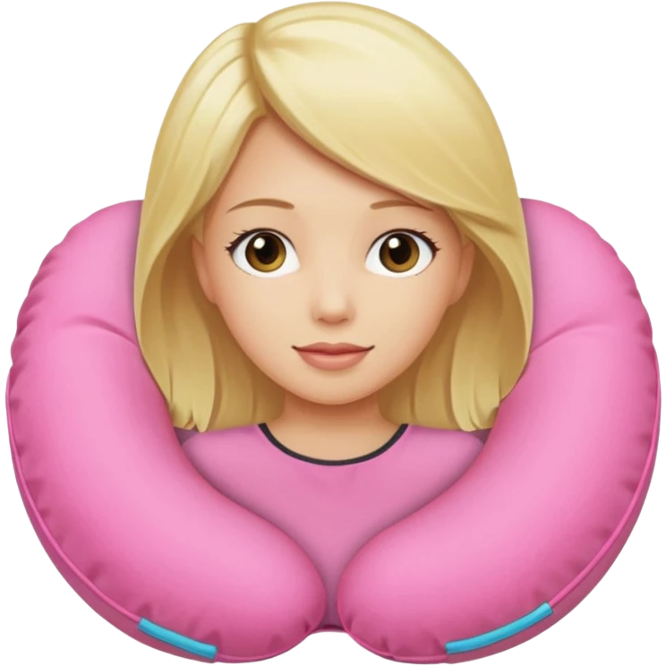 blonde woman using pink travel pillow  emoji