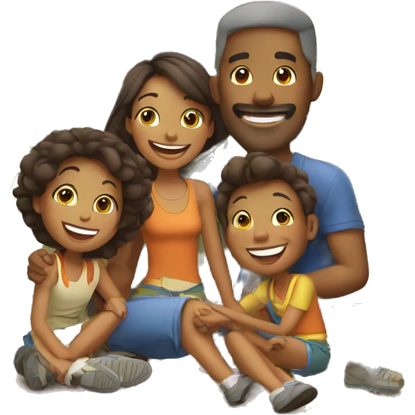happy family on camping emoji