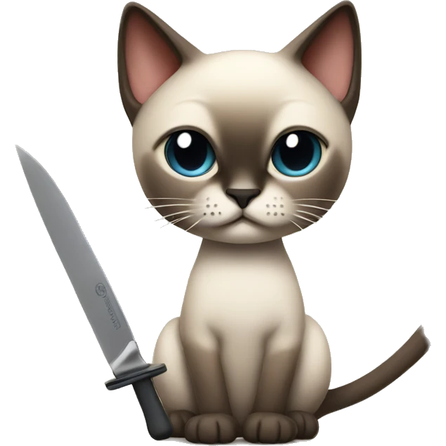Siamese cat holding a knife emoji