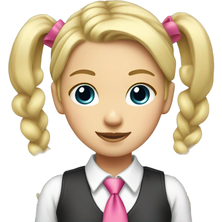 Blonde girl with pigtails and pink ties emoji