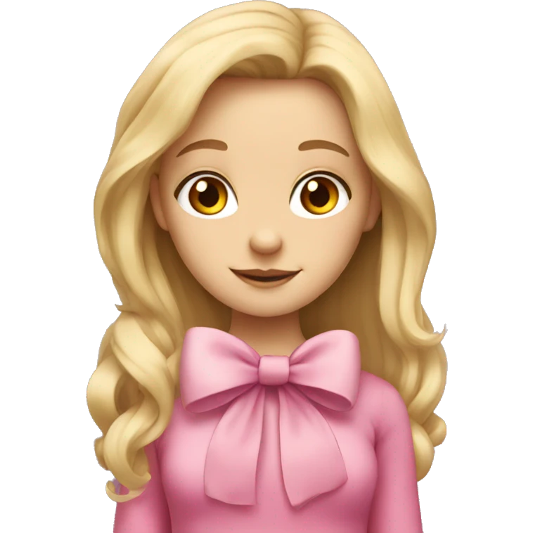Cute blonde girl with long hair and pink bow emoji