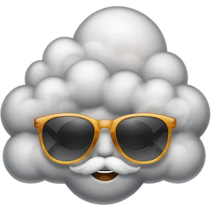 An emoji with sunglasses, exhaling a cloud of smoke.  emoji