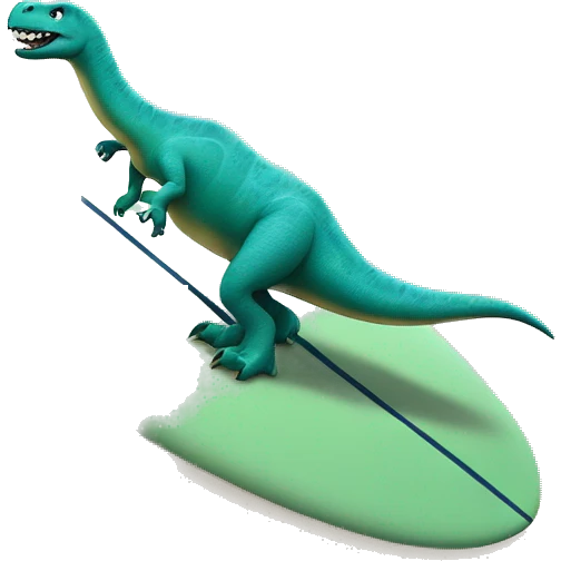 Ein Dino auf einen Surfboard emoji