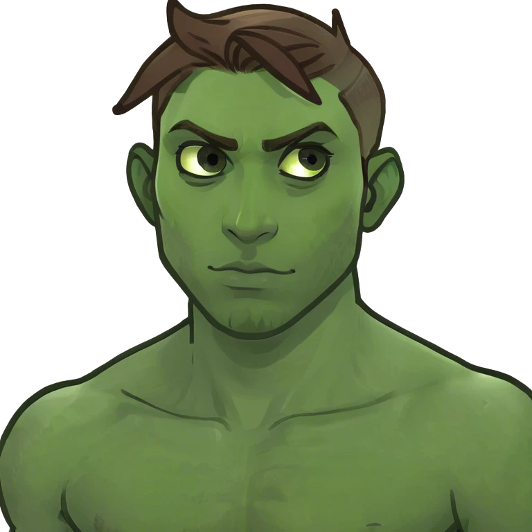 Shirtless man with big green eyes and nice chest and brown hair with piercings   emoji