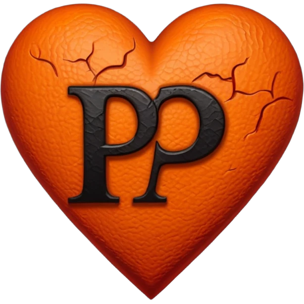 Can you make a dark orange heart with a dark red letter in the middle in a gothic style, the letter is P emoji