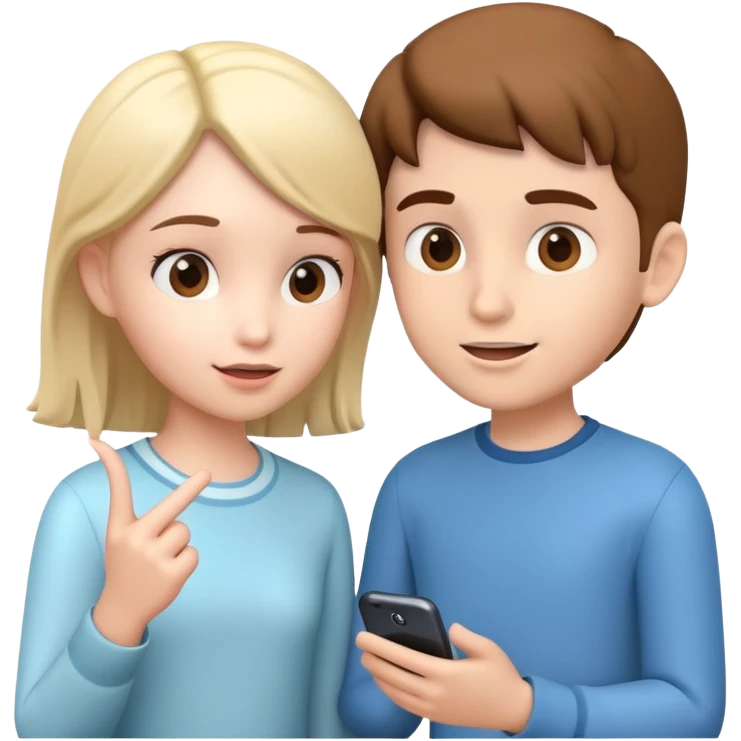 generate realistic detailed boy and girl talks 3d style  emoji