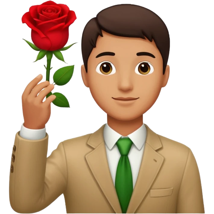 Hombre alzando la mano con una rosa emoji
