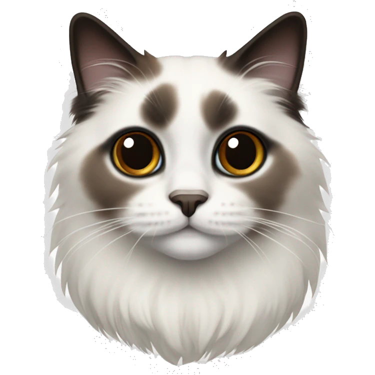 ragdoll cat white with black and brown patches around the nose, ears, feet, and tail emoji