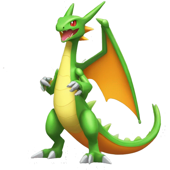 Metallic medabot-Flygon-Charizard full body emoji