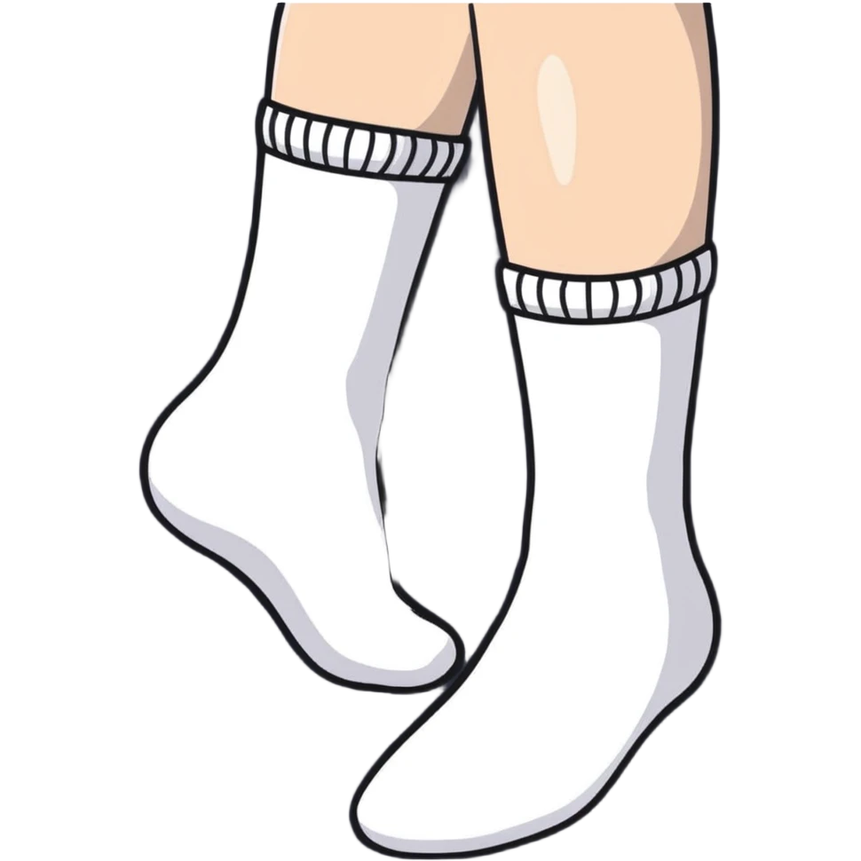 pair of feet wearing white cotton socks seen from below showing the textured soles emoji