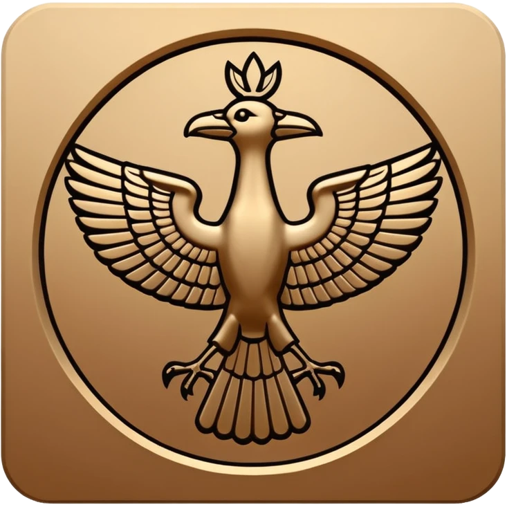 Minimal Faravahar-inspired ancient glyph,
Unicode-like pictogram similar to 𓄂𓆃,
abstract, single-symbol design,
monochrome, flat,
ancient carved sign,
no background, no text emoji