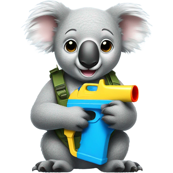 A koala with a water gun emoji