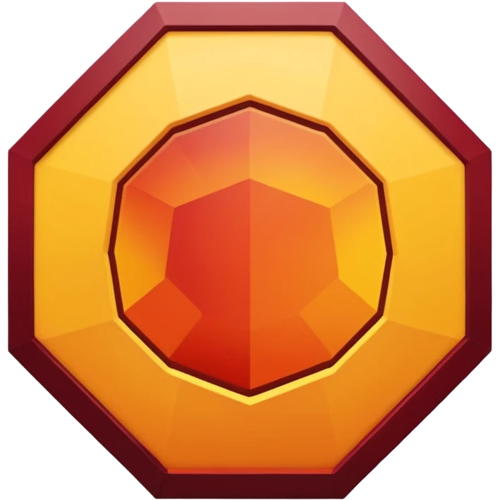 A sharp-edged hexagon with a thick yellow border that shifts slightly toward orange. The inside is a smooth dark-red to maroon gradient. In the center, add a large bold capital V colored with a yellow-orange gradient similar to the border. Keep everything clean, centered, and with no background. emoji