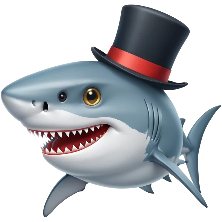Shark with a top hat emoji