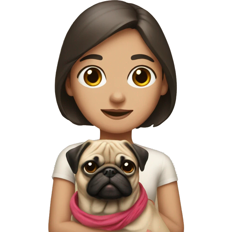 Girl with pug in front of her  emoji