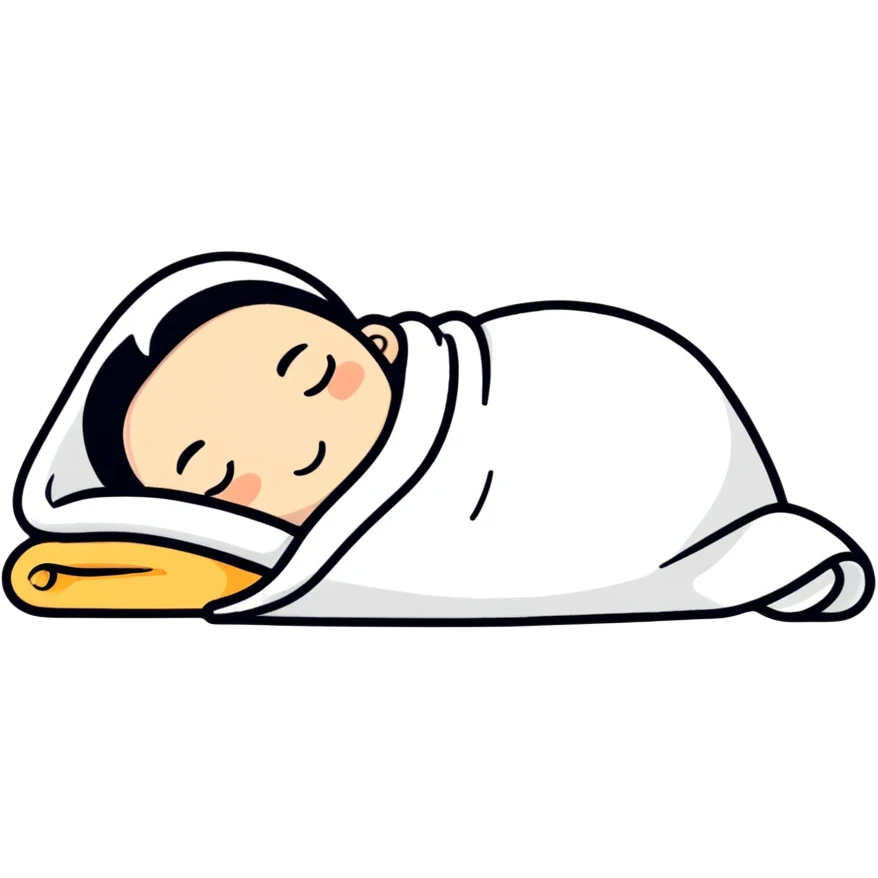 person sleeping under a blanket, cartoon sticker style emoji