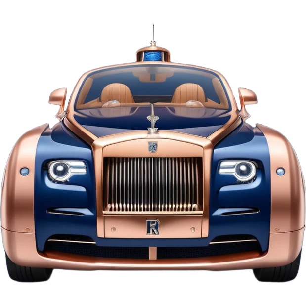 dark blue led lights on a hot rodded delicately inlaid rose gold and wood accentuated sporty 1889 Rolls Royce with futuristic electric spaceship plasmadic motors and dynamos with wide racing wheels that are held strong by advanced suspension and steering emoji