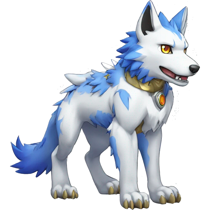 cute cool Digimon-Fakemon-garumon-wolf full body emoji