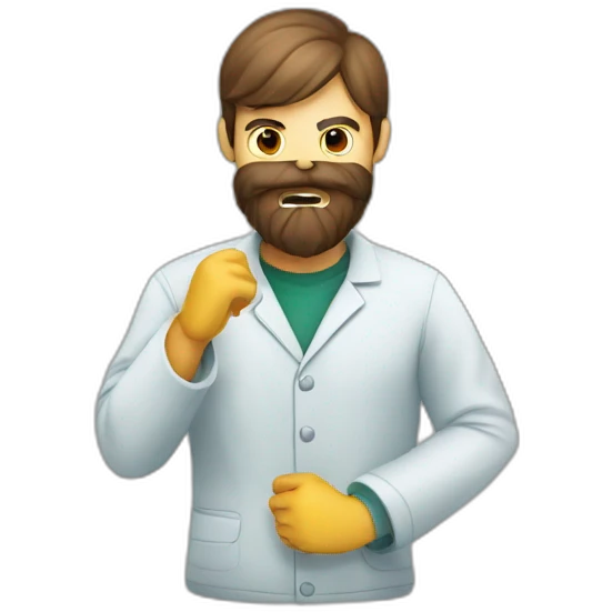 man with beard fighting a virus emoji