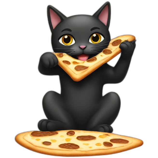black cat eating flatbread emoji