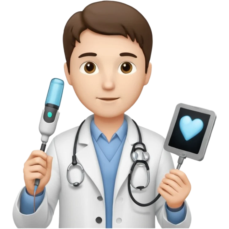 Cardiac sonographer male long white coat or scrubs emoji