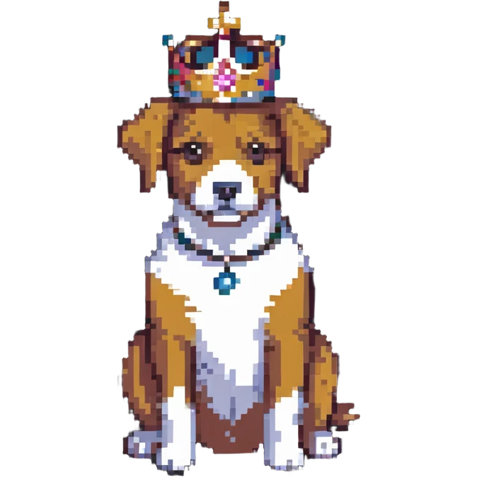 dog wearing a crown, sitting pose emoji