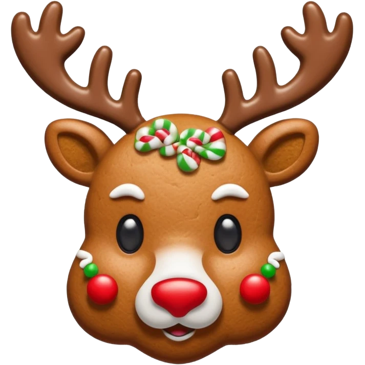 gingerbread cookie in reindeer head shape emoji
