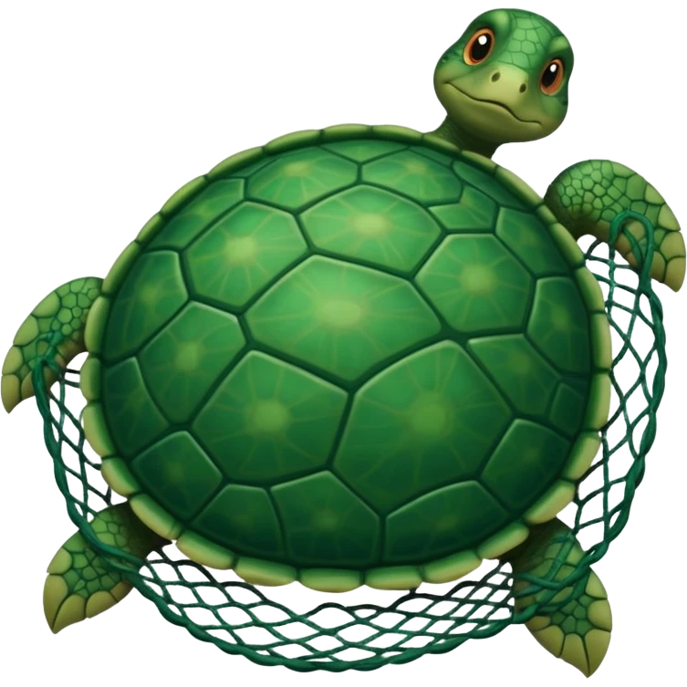 turtle stuck with fishing net emoji