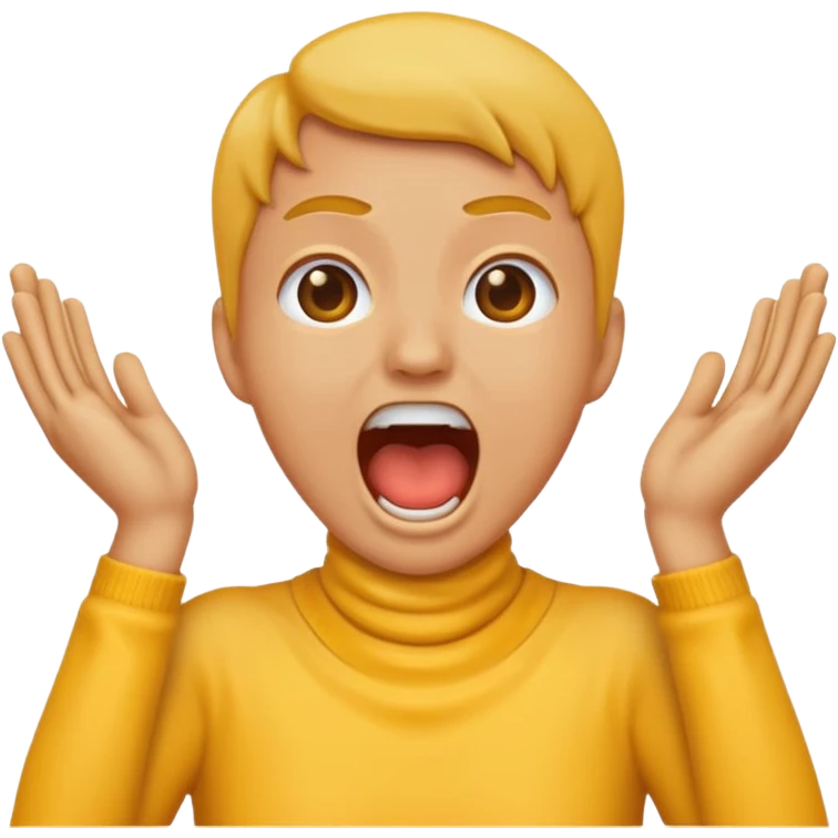 Hands on neck classic yellow emoji style screaming emoji