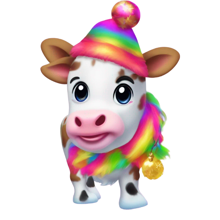 Lisa frank Christmas fluffy baby cow emoji